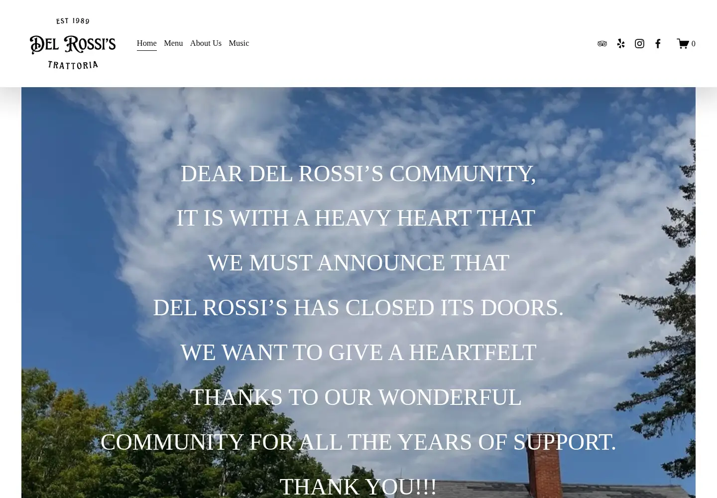 Screenshot of delrossistrattoria.com