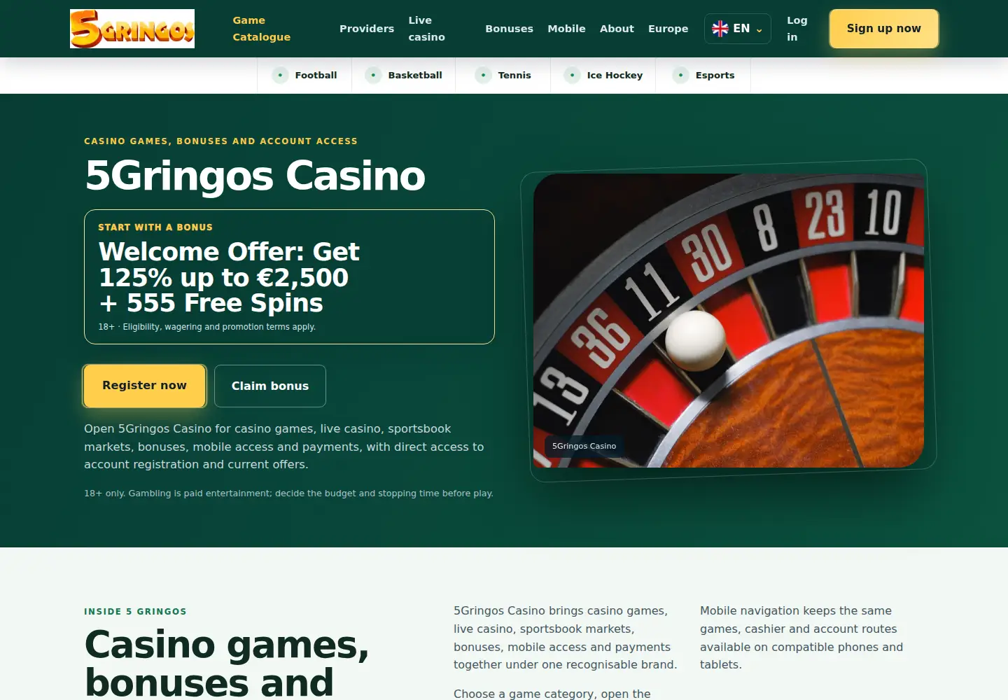 Screenshot of 5gringos.eu