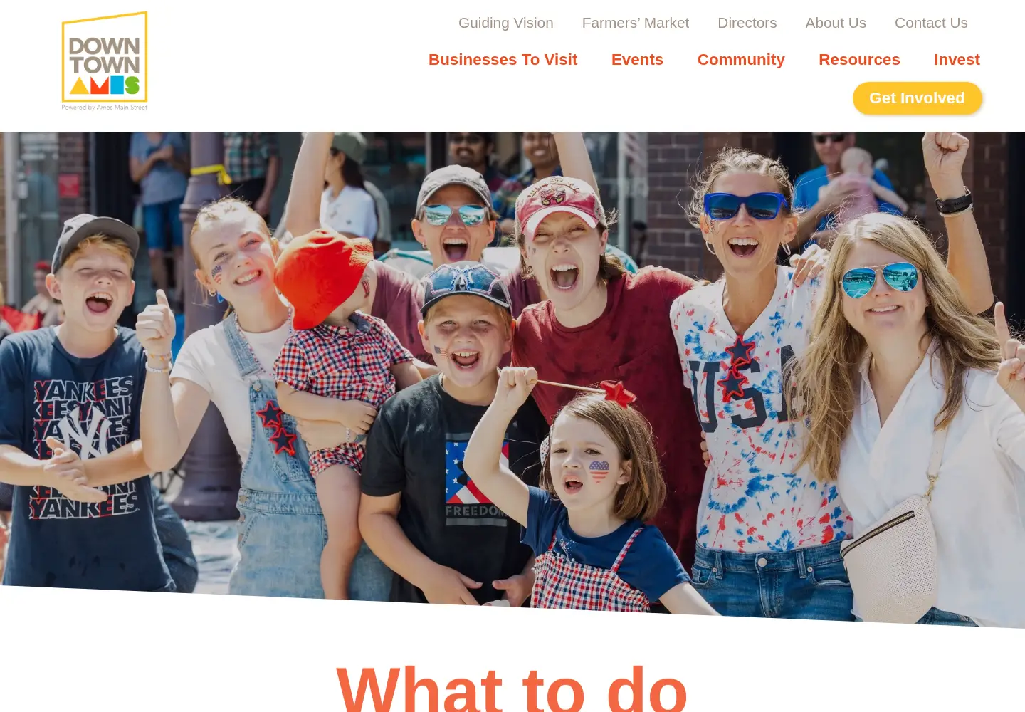 Captured homepage of amesdowntown.org in the current scan