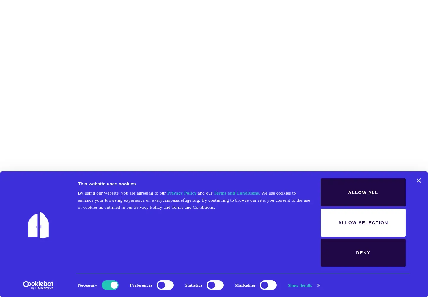 Captured homepage of everycampusarefuge.org in the current scan
