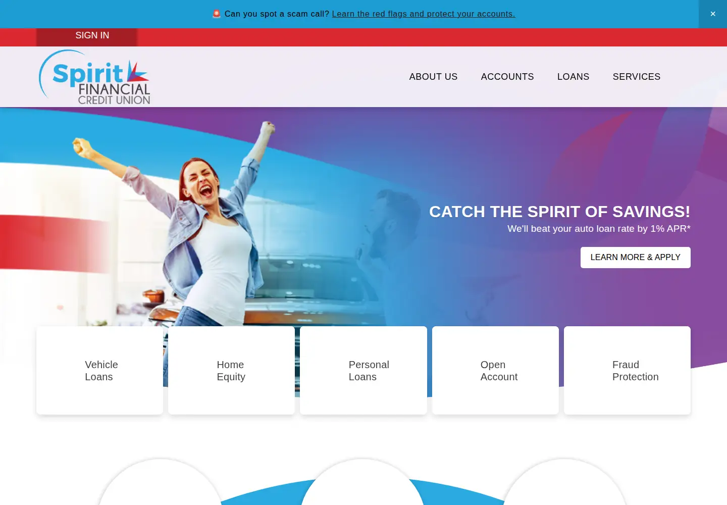 Screenshot of spiritfinancialcu.org