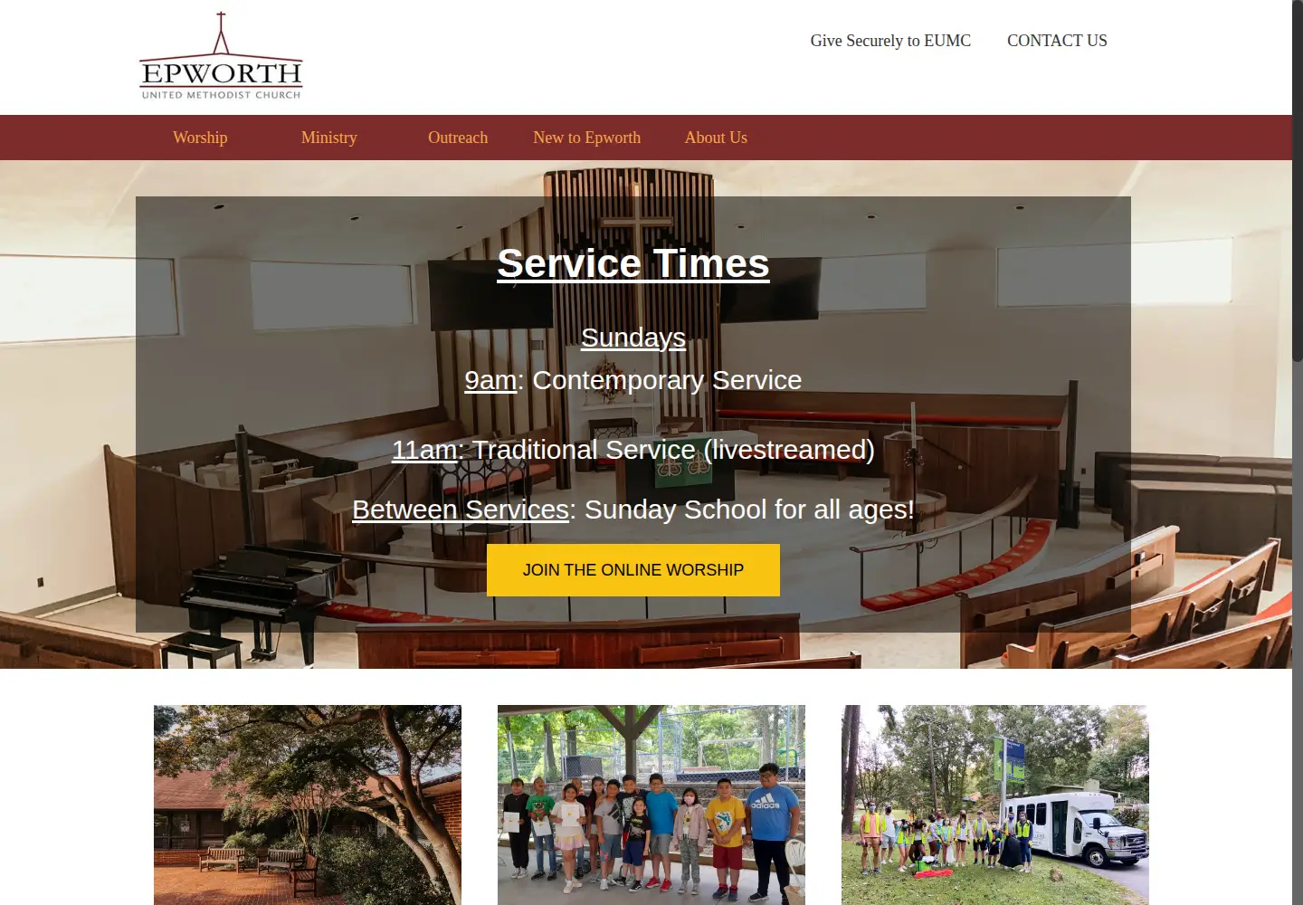 Screenshot of epworth-umc.org