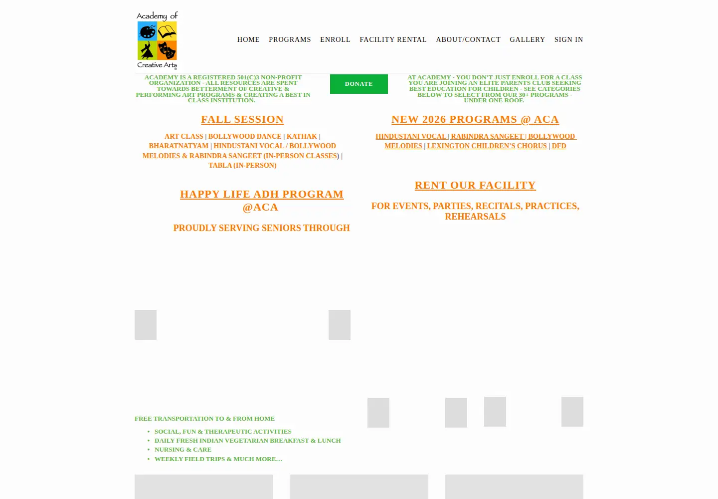 Screenshot of academyofcreativearts.com
