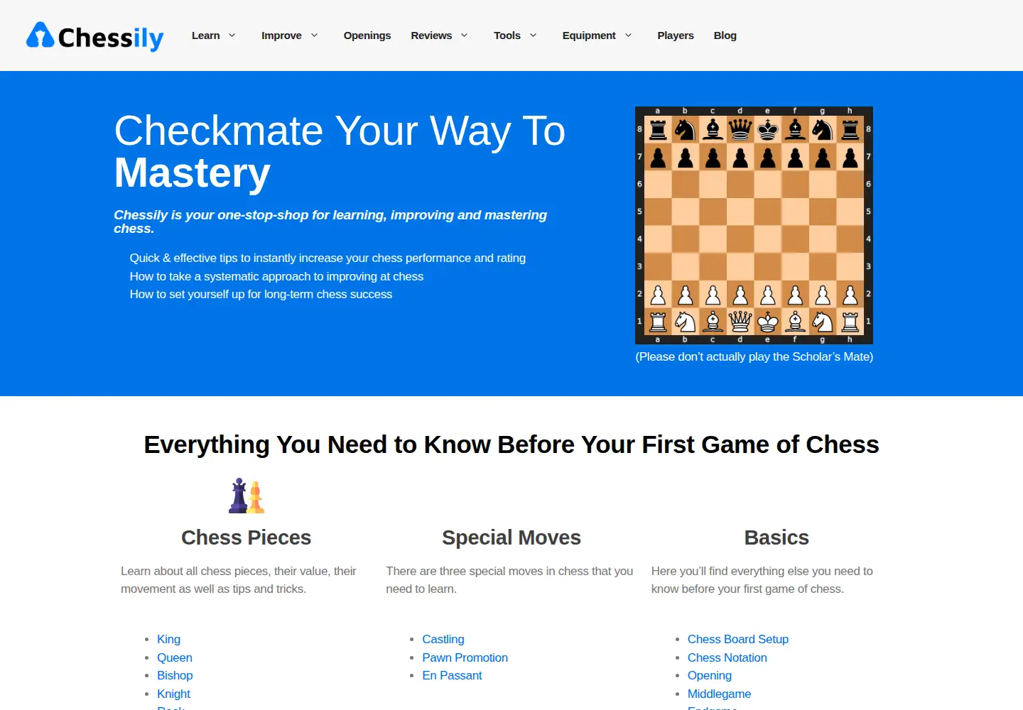 Screenshot of chessily.com