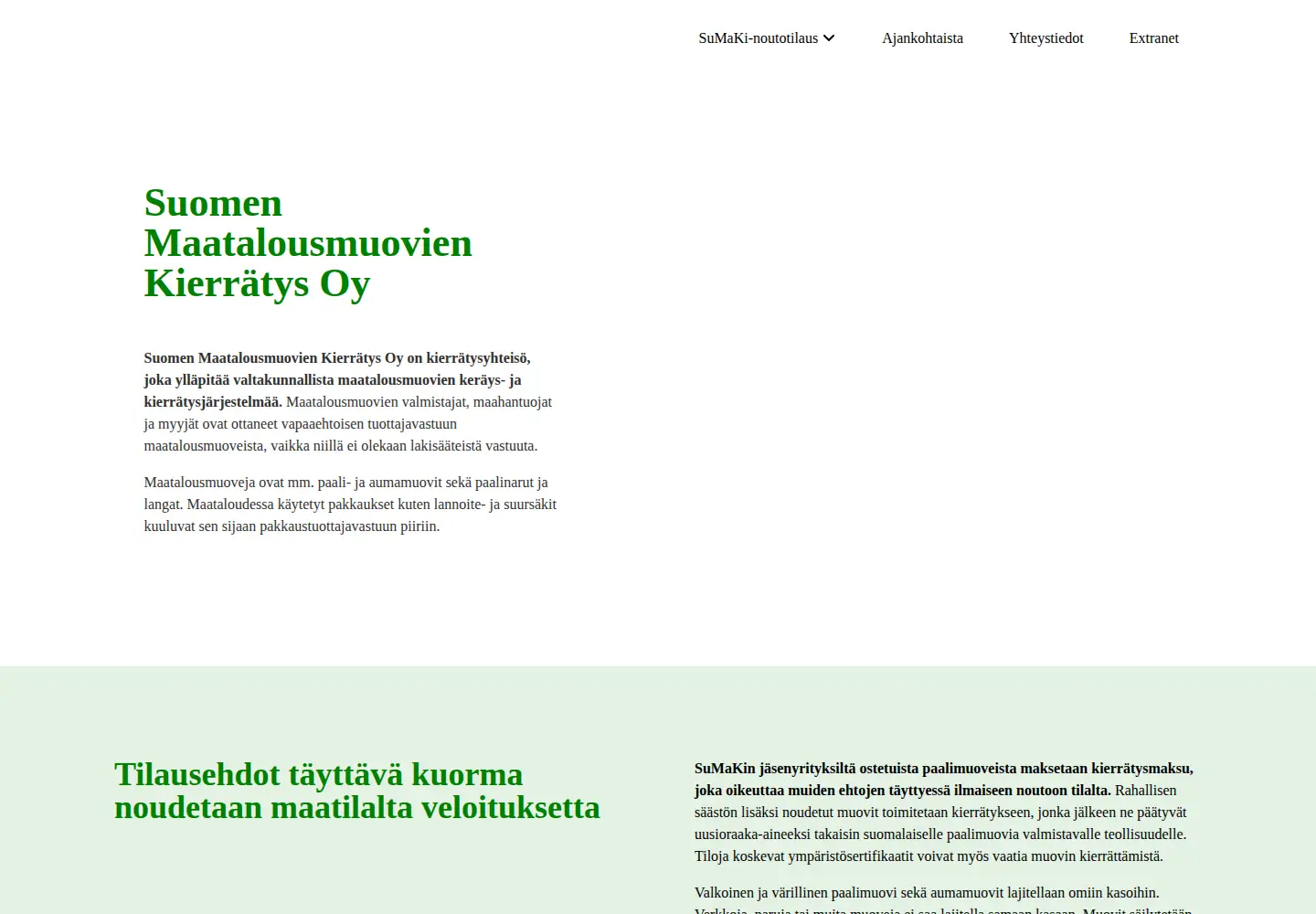 Captured homepage of maatalousmuovienkierratys.fi in the current scan