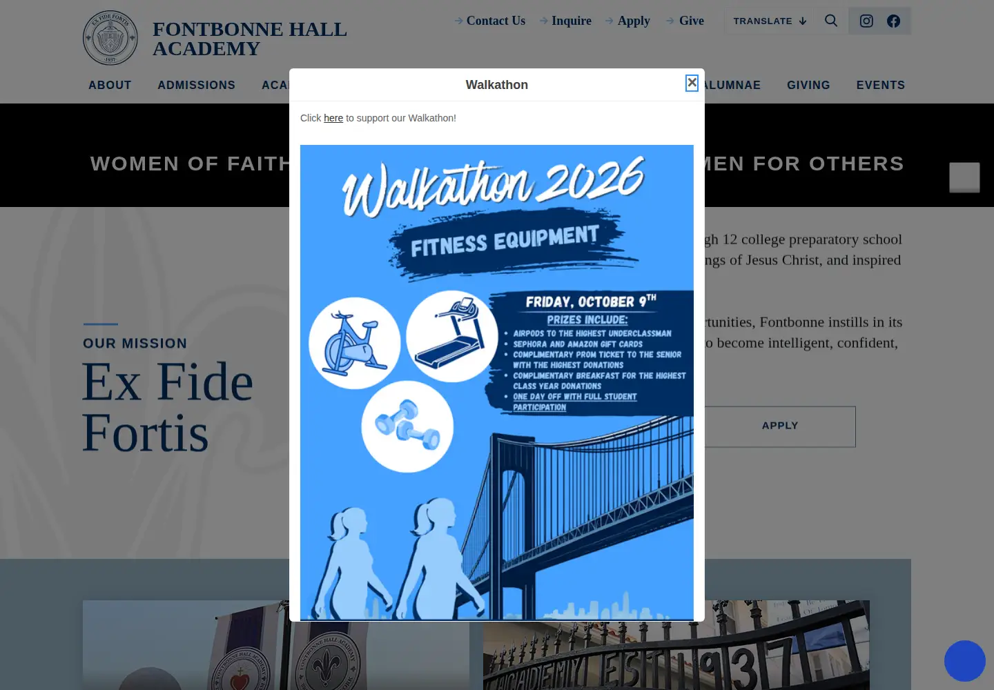 Captured homepage of fontbonne.org in the current scan
