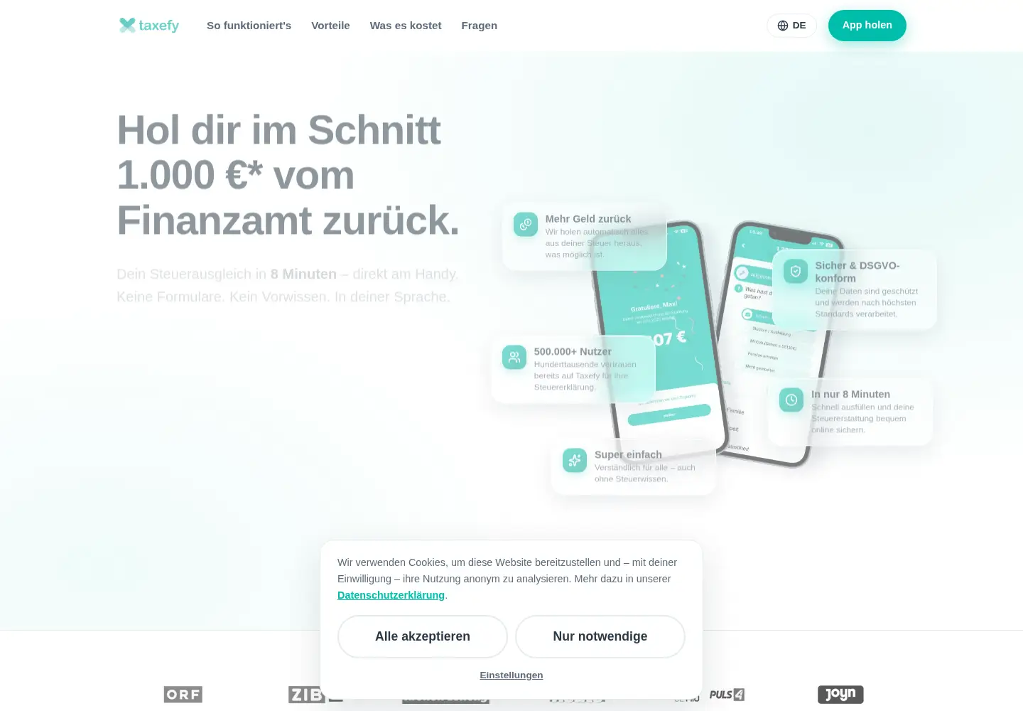Screenshot of taxefy.at