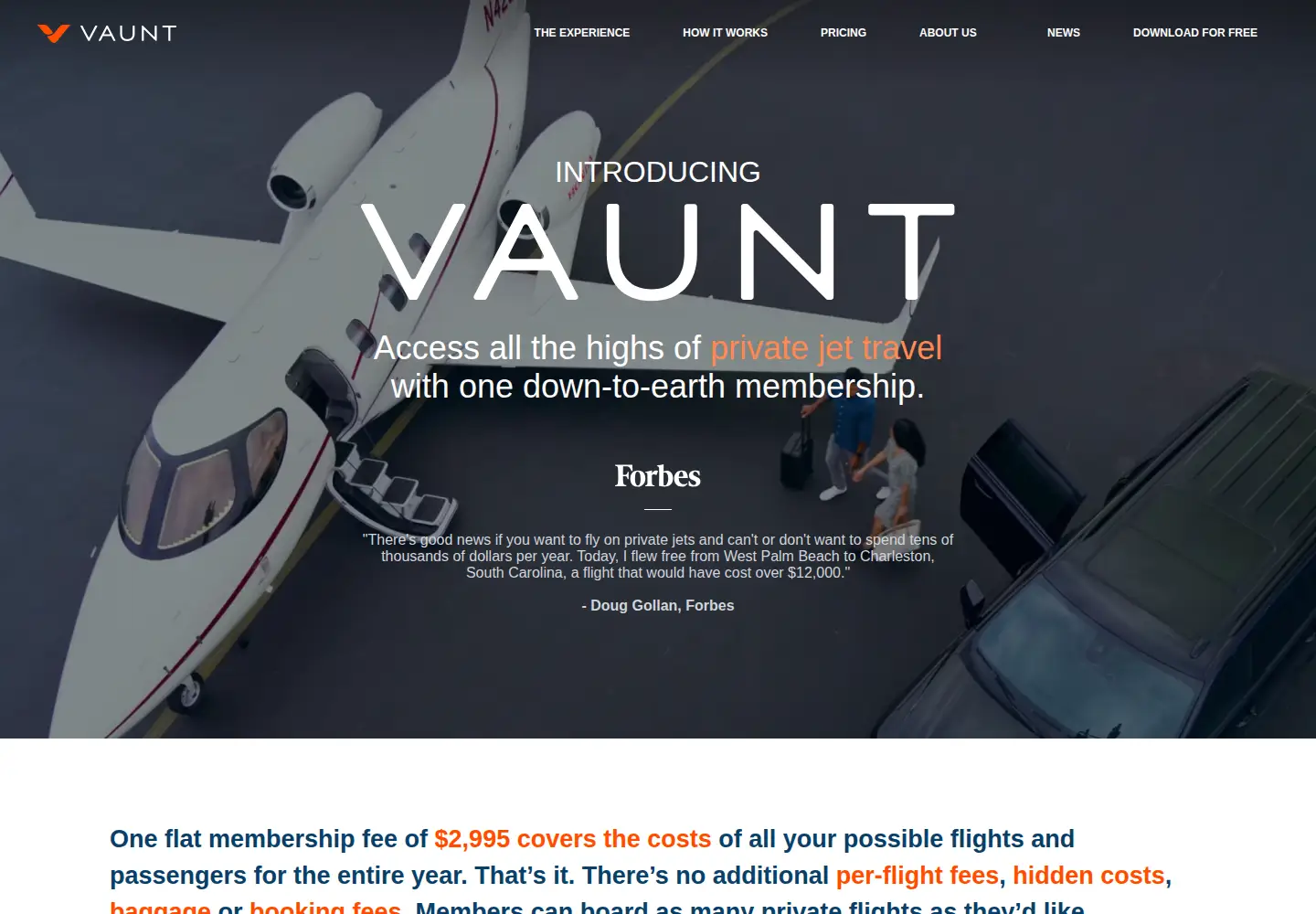 Screenshot of flyvaunt.com