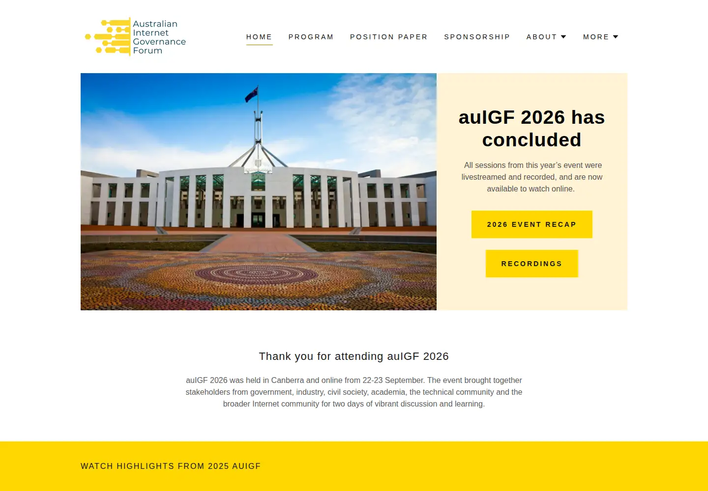 Captured homepage of auigf.au in the current scan