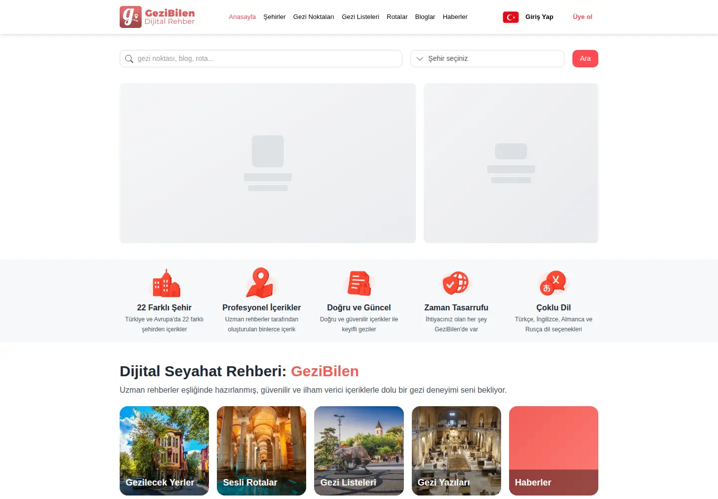 Screenshot of gezibilen.com