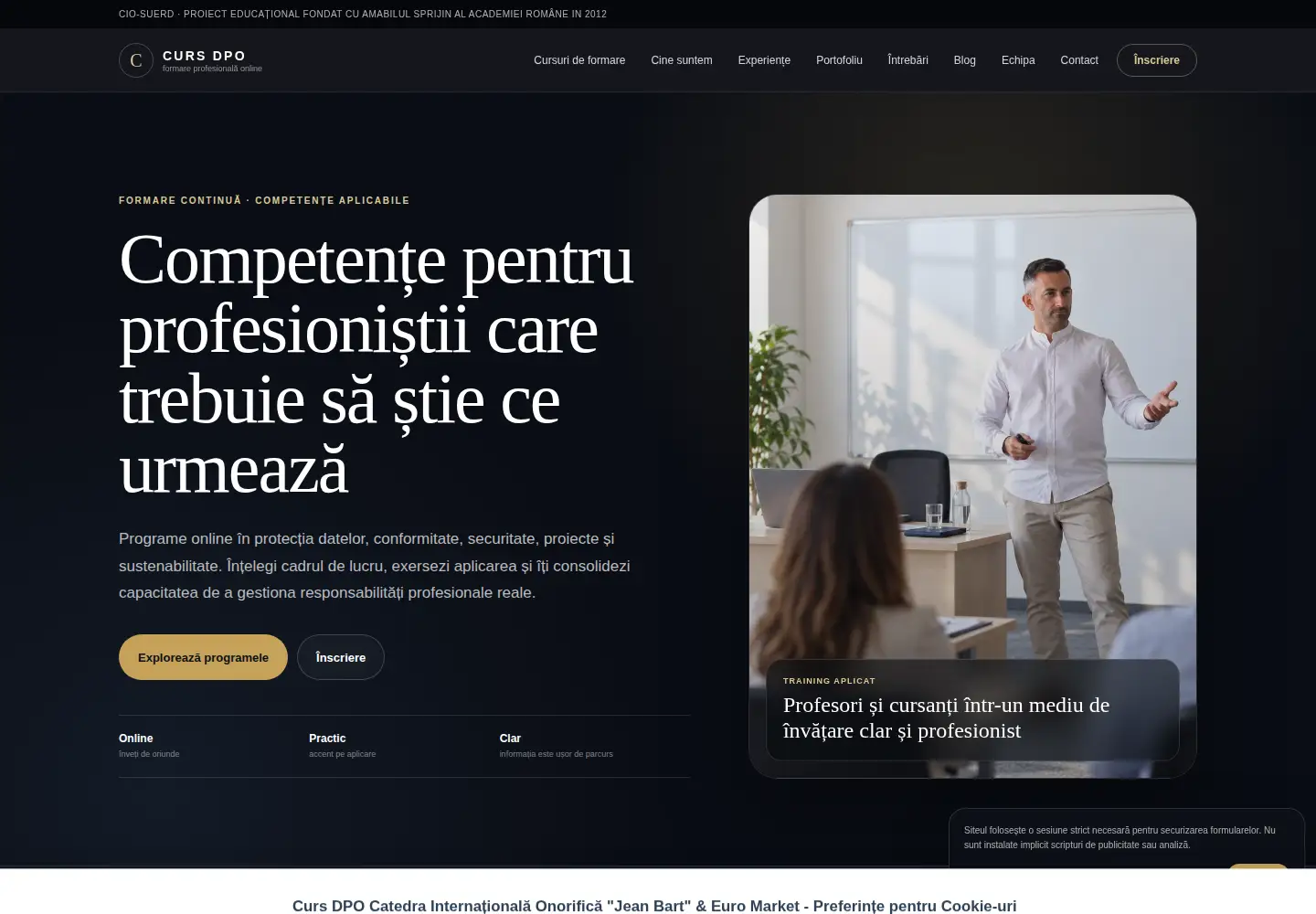 Captured homepage of cursdpo.ro in the current scan