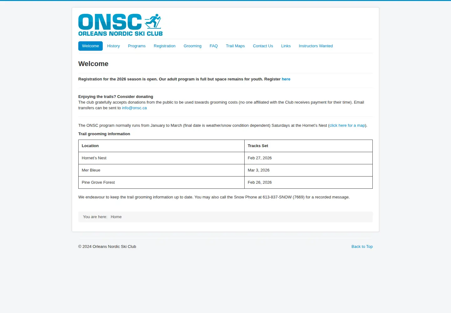 Captured homepage of onsc.ca in the current scan