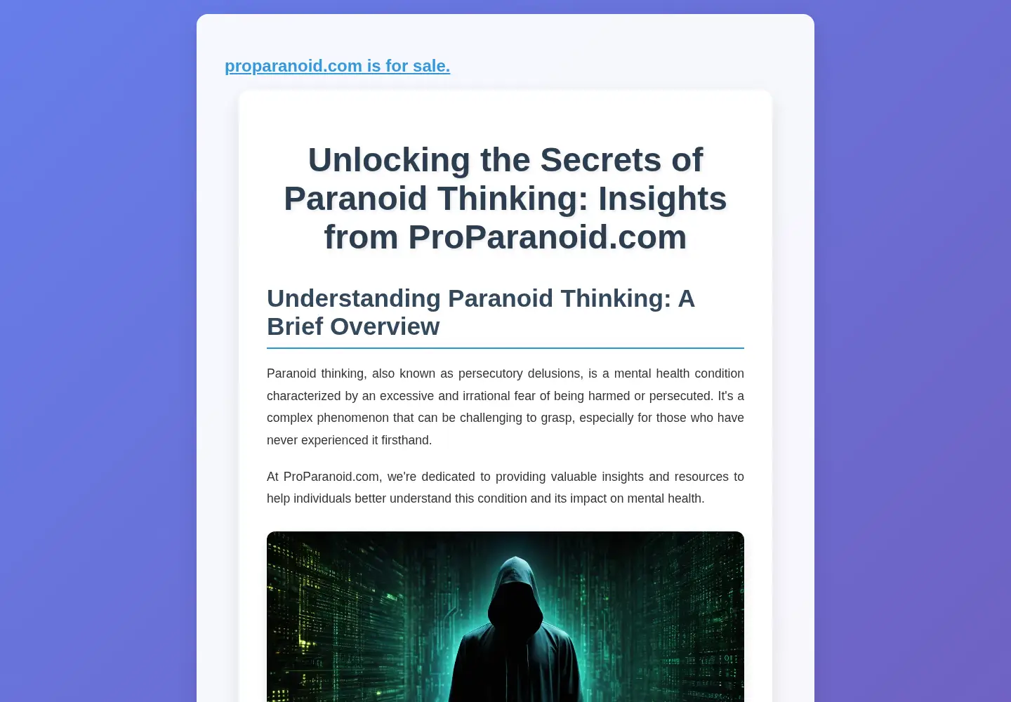 Captured homepage of proparanoid.com in the current scan