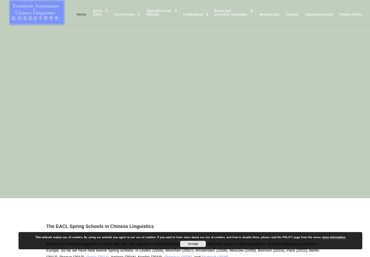 Captured homepage of chineselinguistics.eu in the current scan