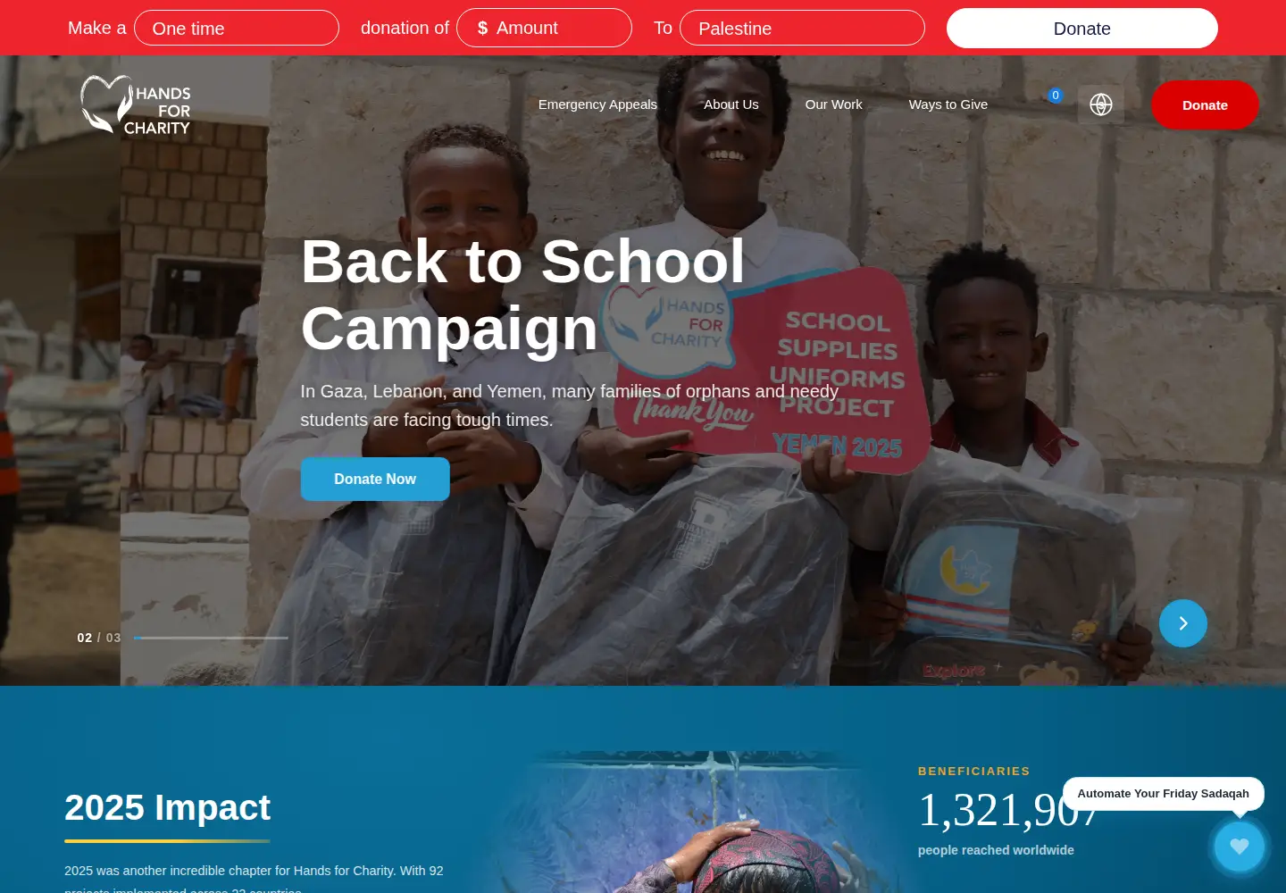 Screenshot of handsforcharity.org