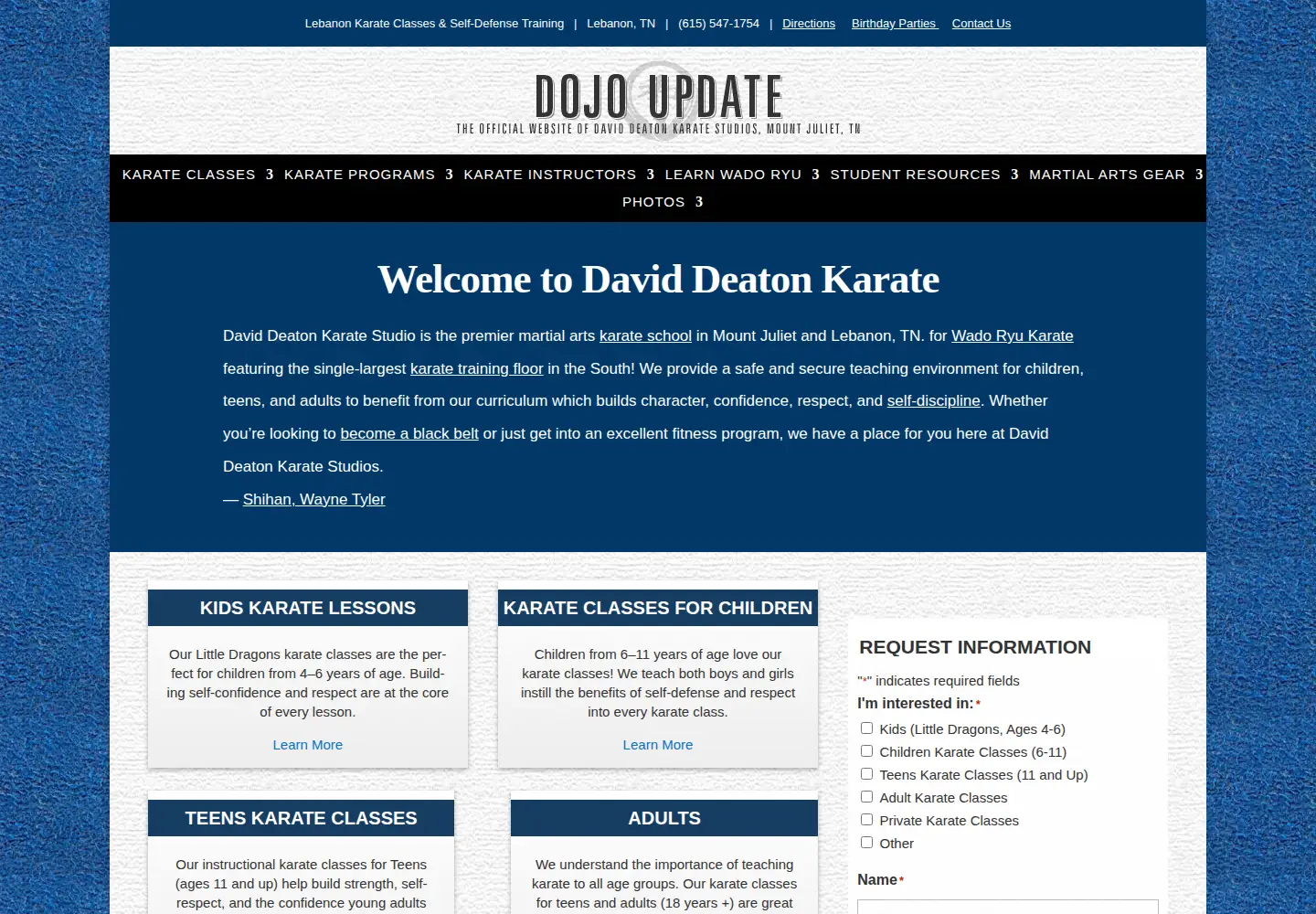 Captured homepage of dojoupdate.com in the current scan
