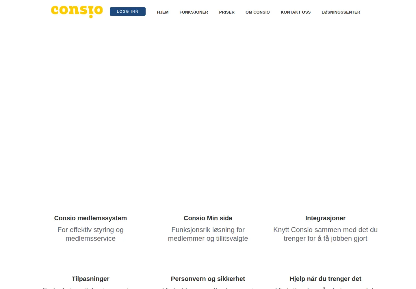 Captured homepage of consio.no in the current scan
