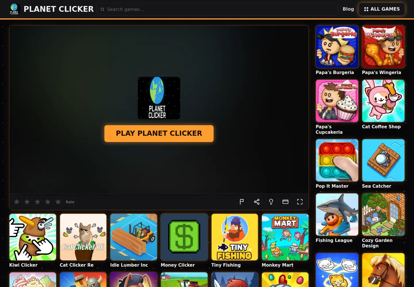 Captured homepage of planetclicker.org in the current scan