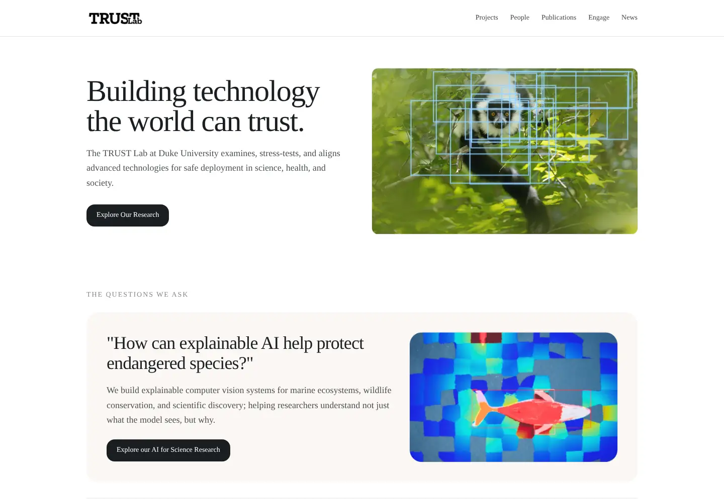 Captured homepage of duketrustlab.com in the current scan