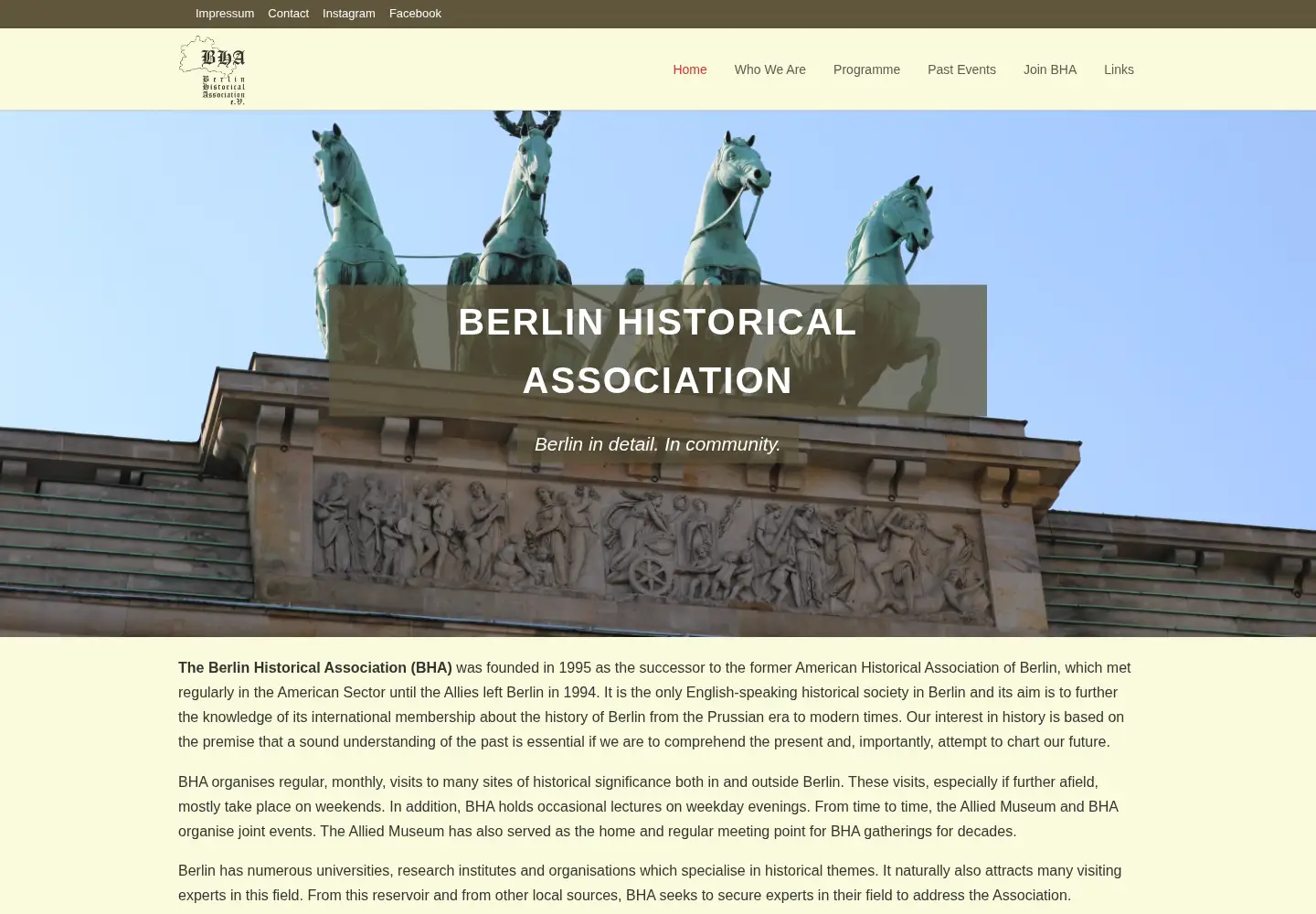 Captured homepage of bha-ev.org in the current scan