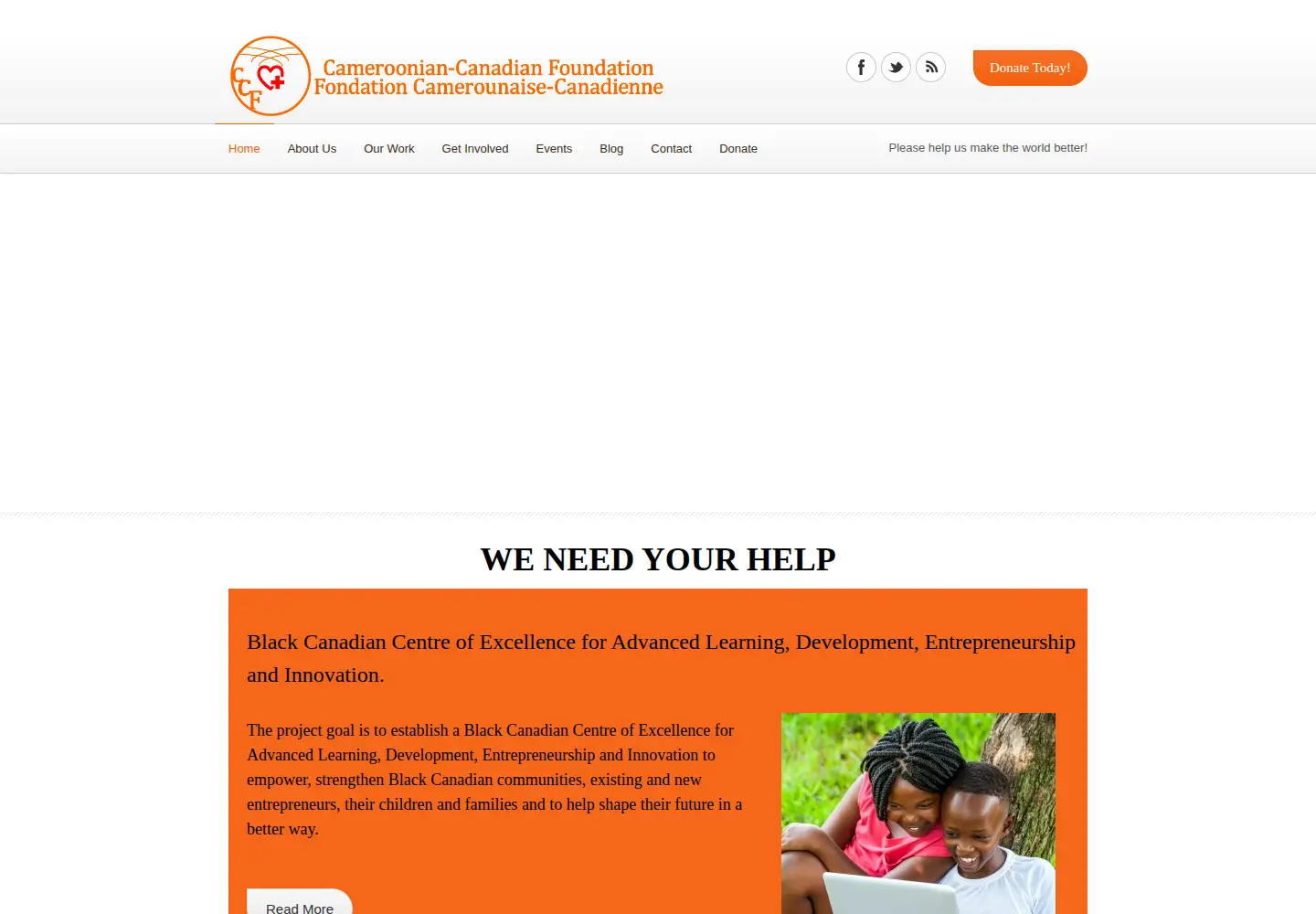 Captured homepage of camerooniancanadianfoundation.org in the current scan