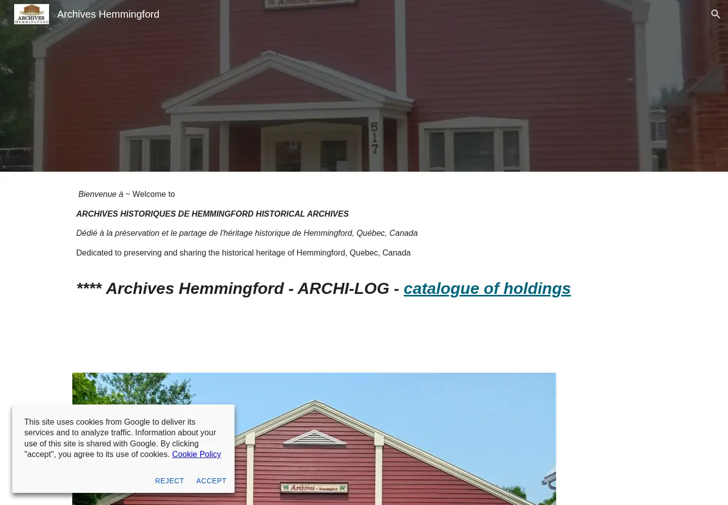 Captured homepage of hemmingford.org in the current scan