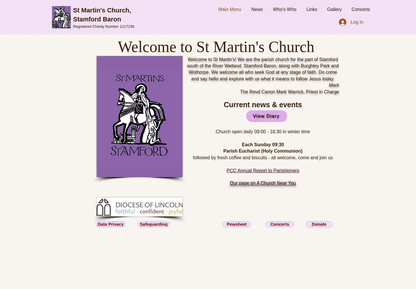 Captured homepage of stmartinstamford.org in the current scan