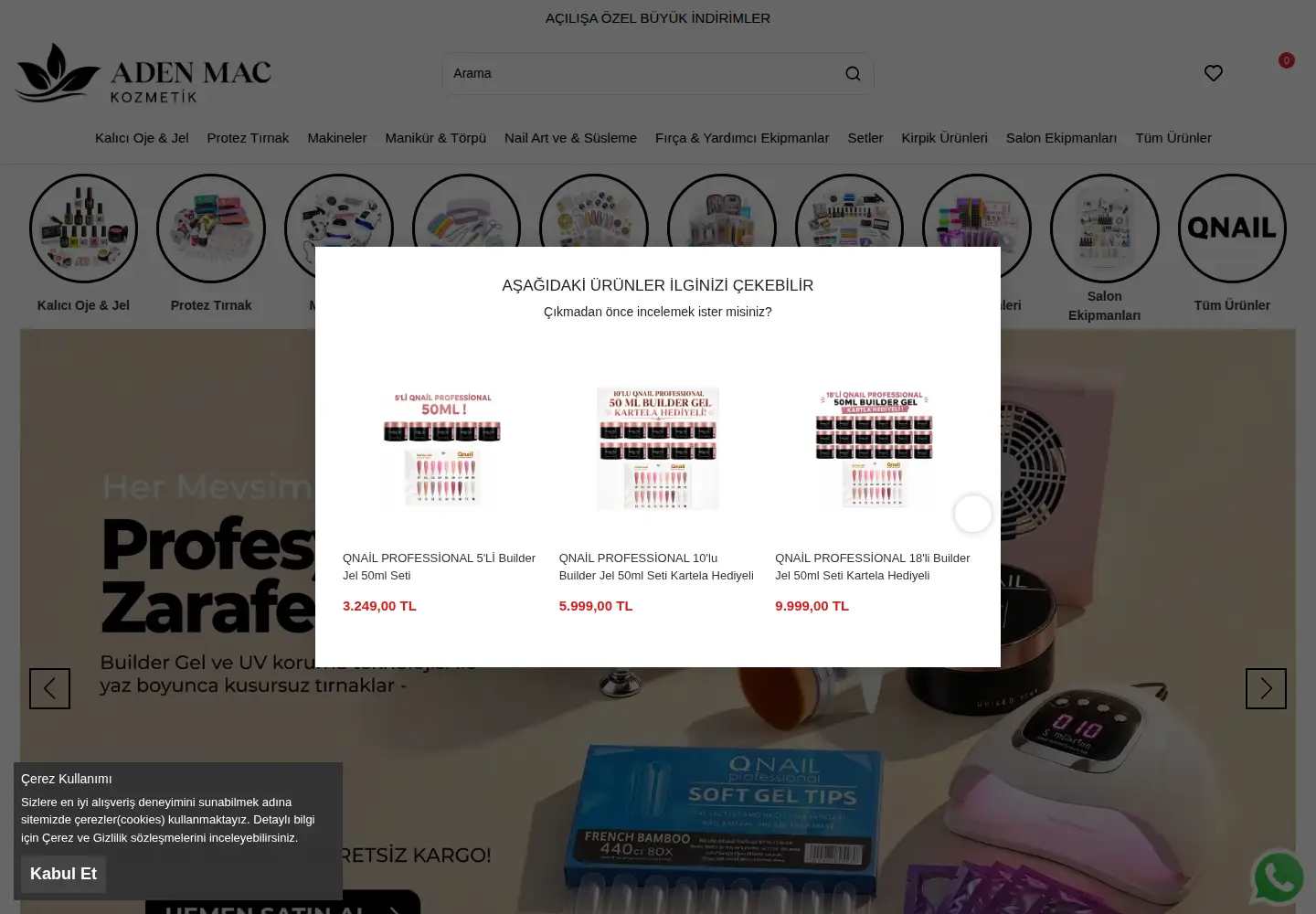 Captured homepage of adenmackozmetik.com in the current scan