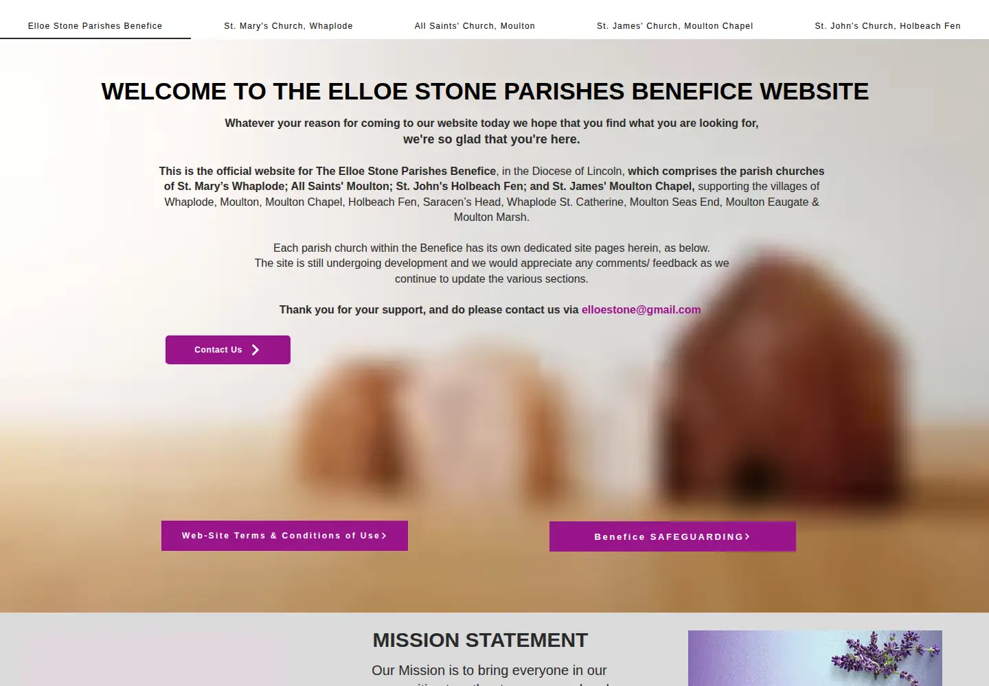Captured homepage of elloestoneparishes.com in the current scan