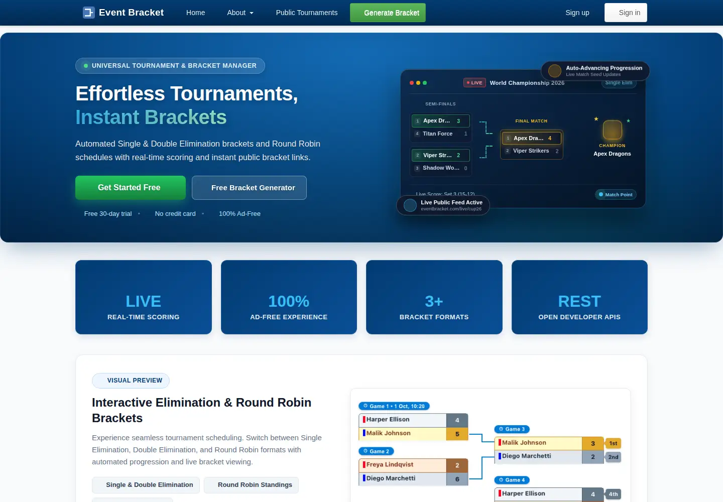 Captured homepage of eventbracket.com in the current scan