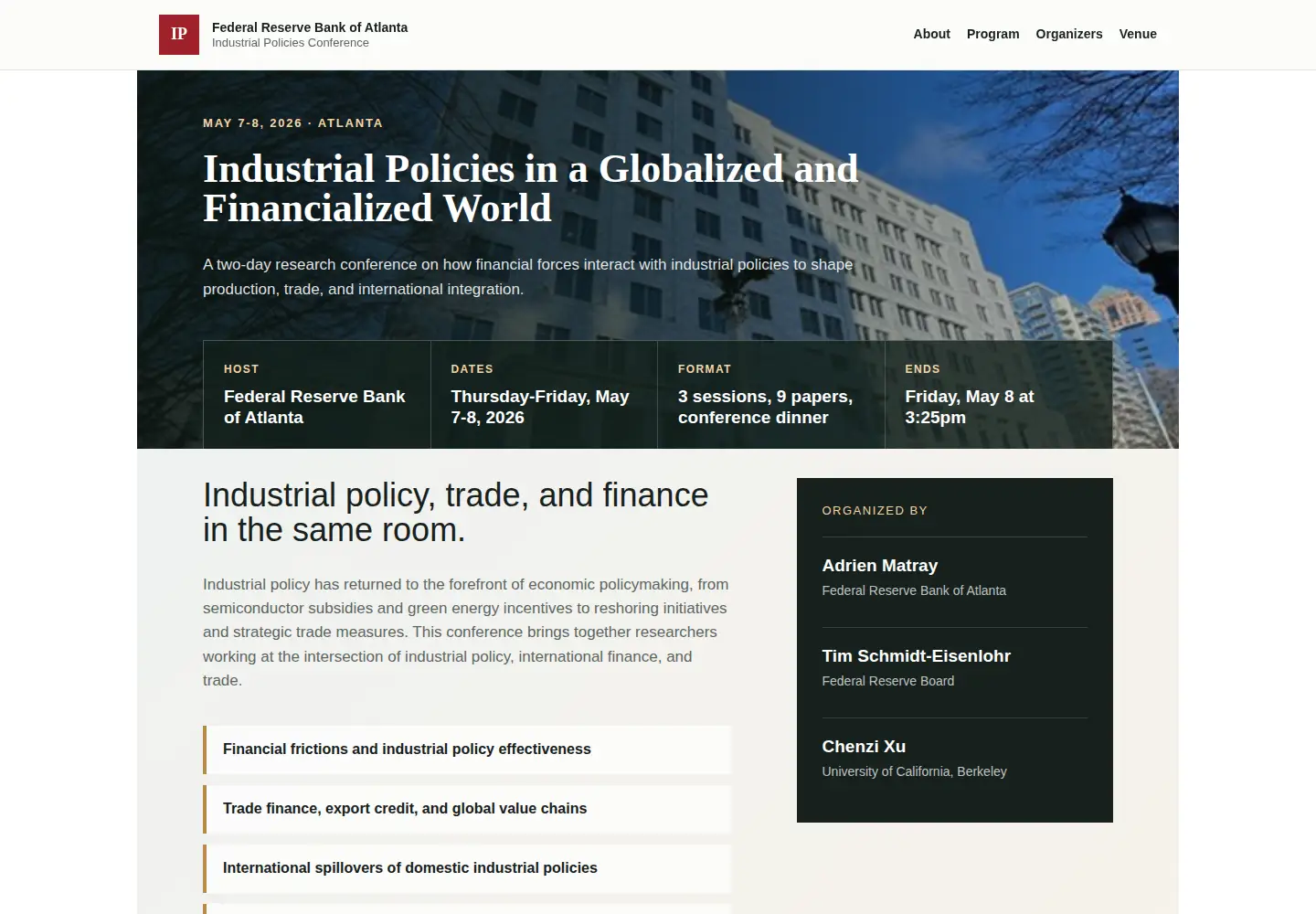 Screenshot of industrial-policies-conference.com