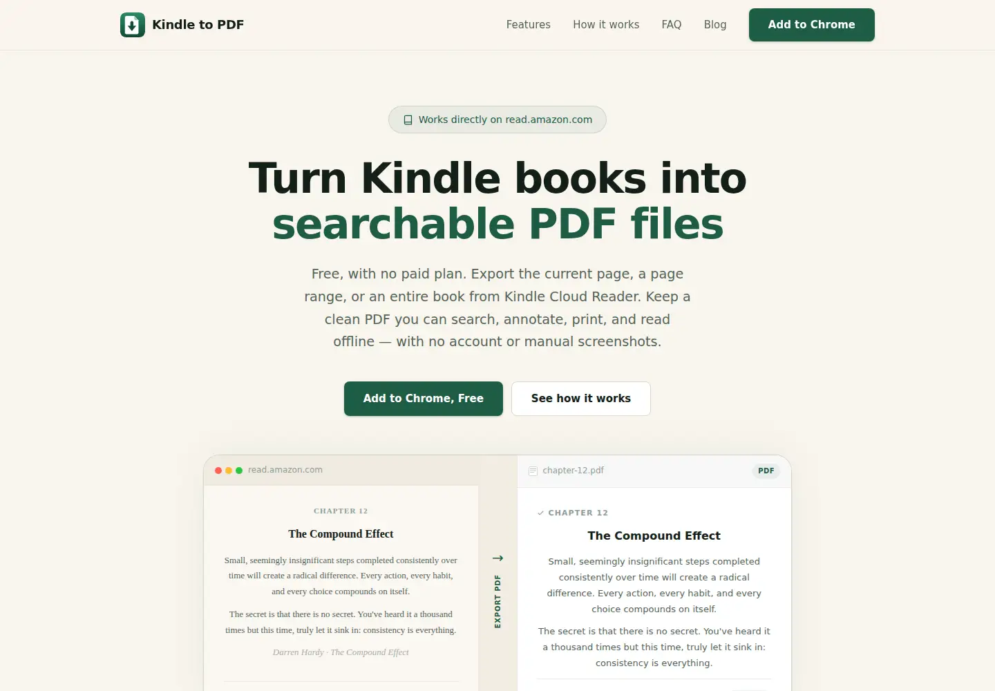 Screenshot of kindletopdf.com