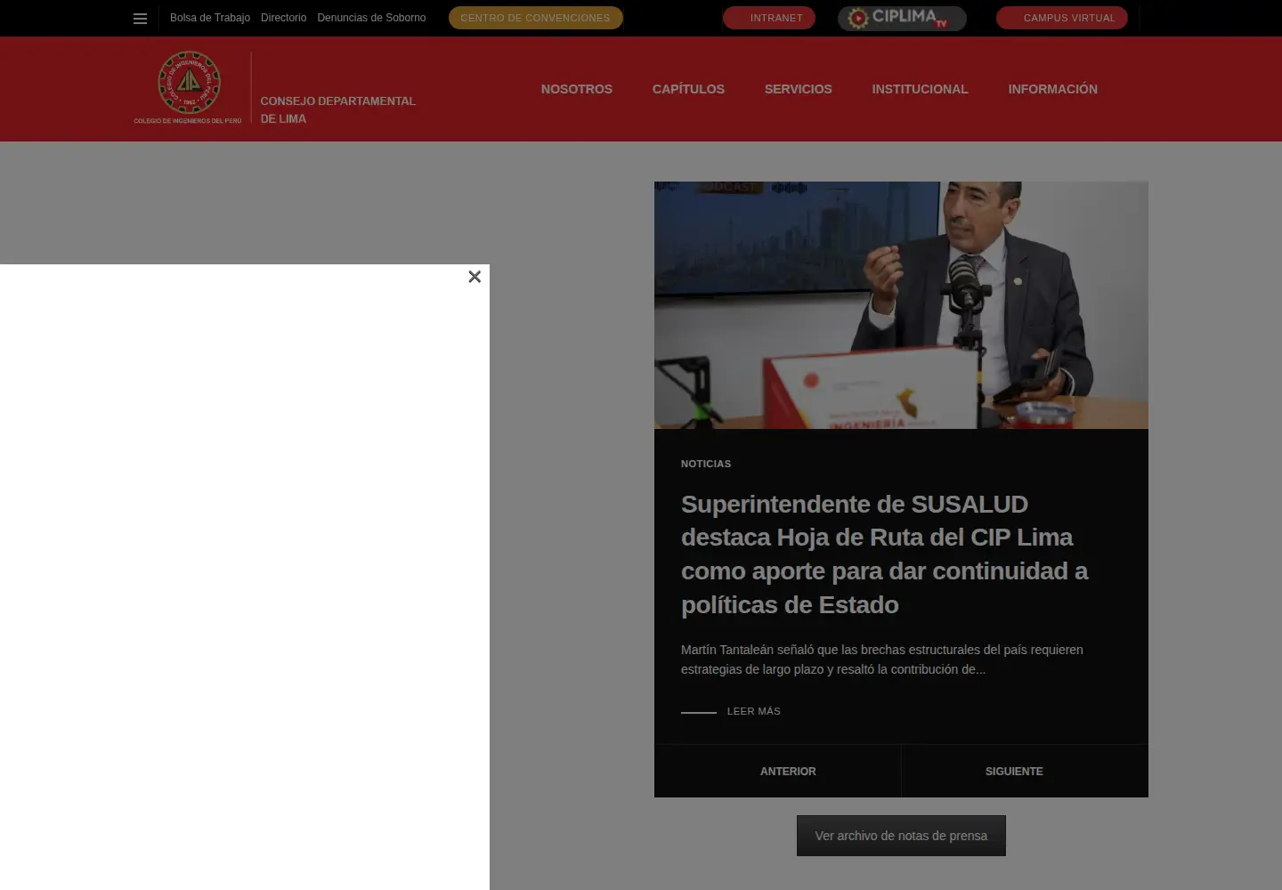 Screenshot of ciplima.org.pe