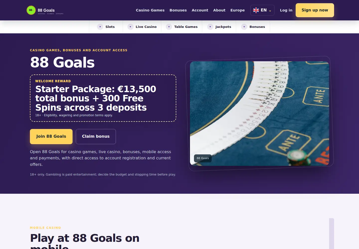 Screenshot of 88goals.eu