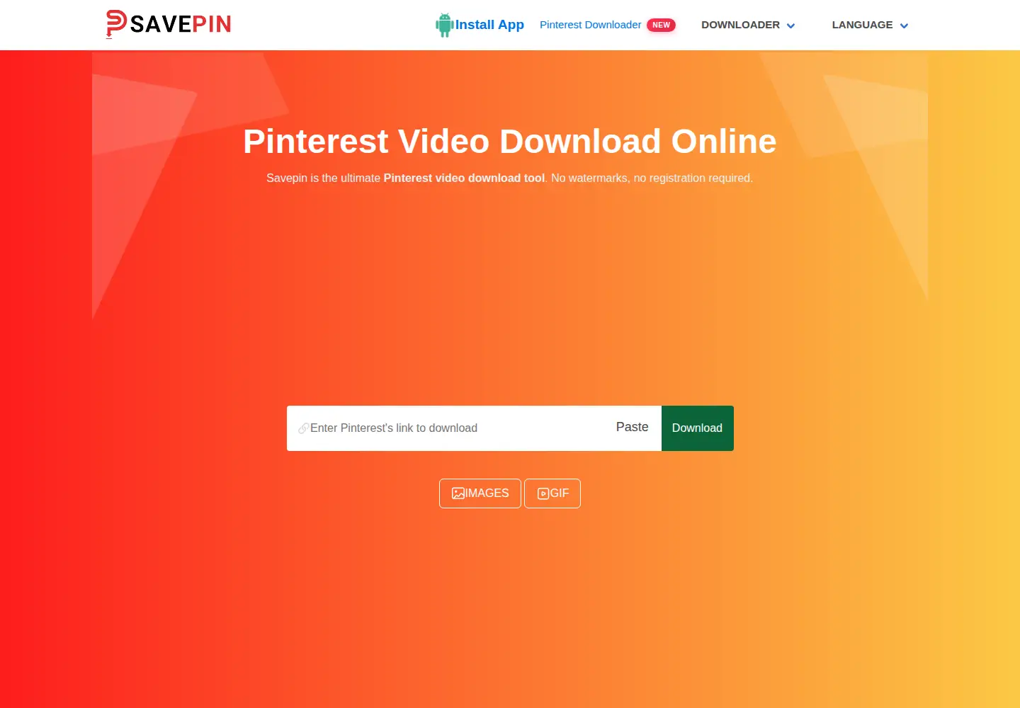 Captured homepage of savepin.app in the current scan