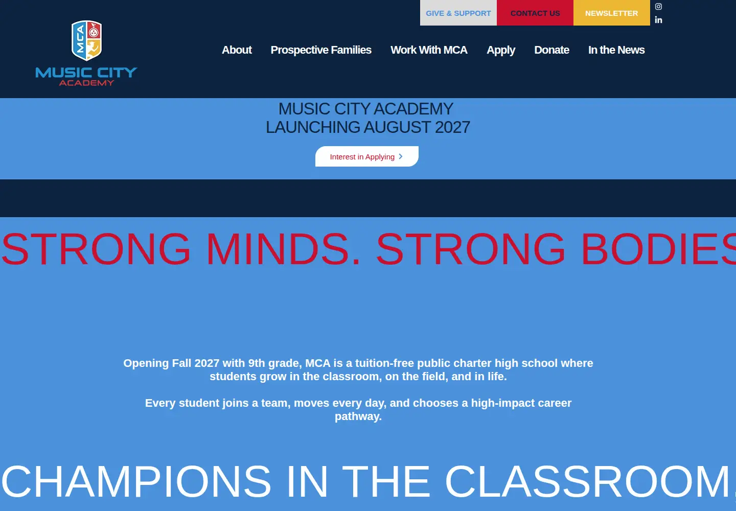 Captured homepage of musiccityacademy.org in the current scan