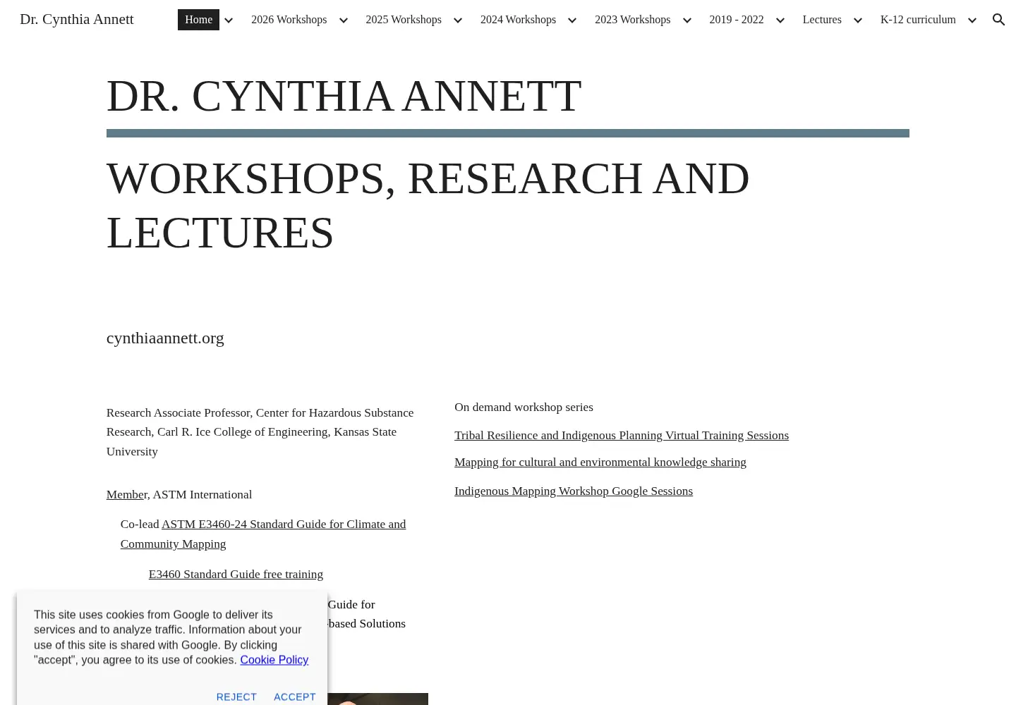 Screenshot of cynthiaannett.org