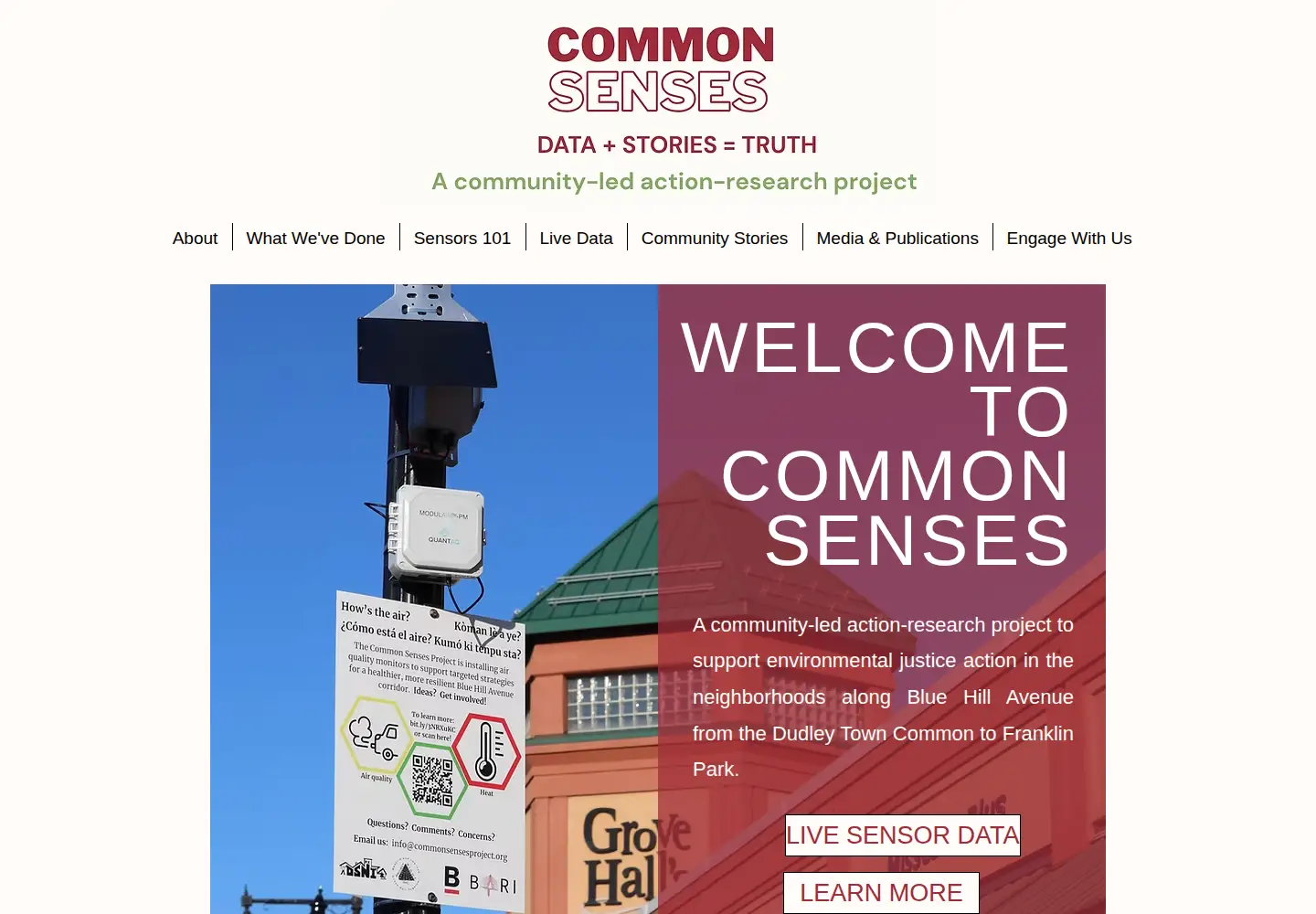 Screenshot of commonsensesproject.org