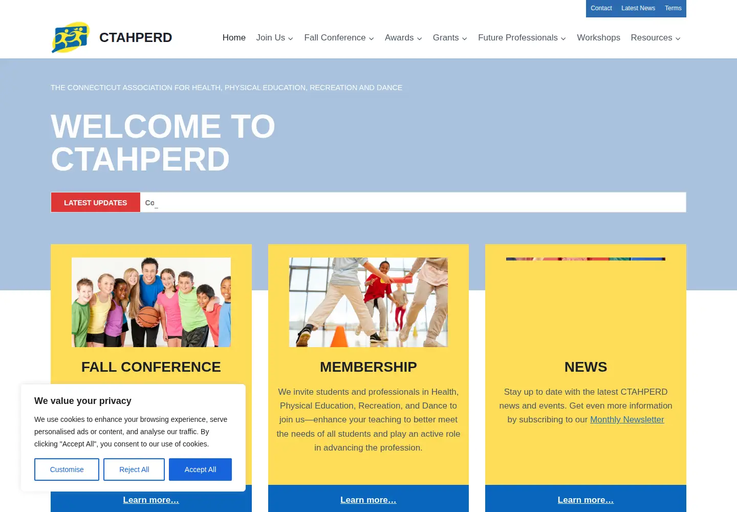 Screenshot of ctahperd.org
