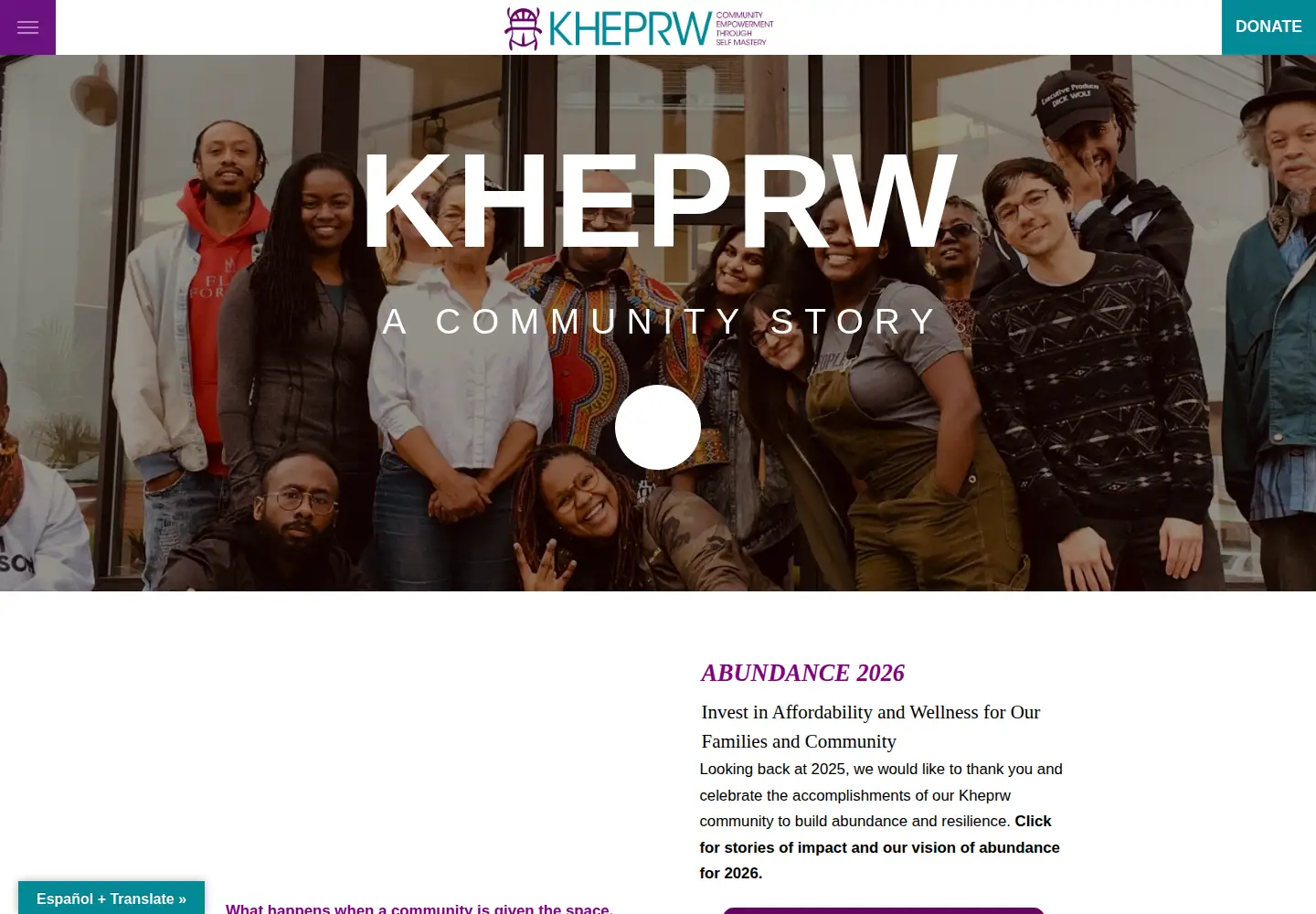 Captured homepage of kheprw.org in the current scan