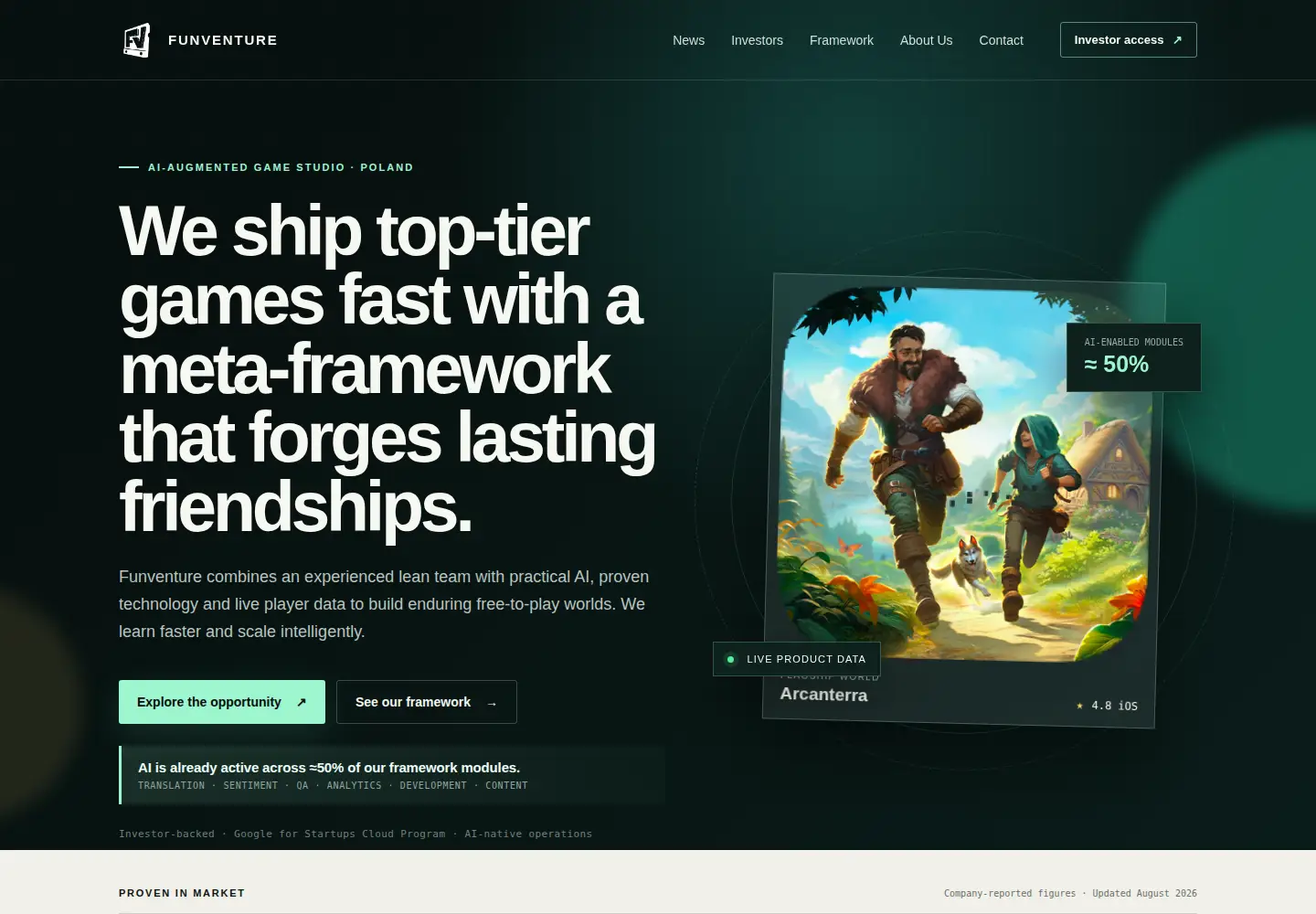 Captured homepage of funventure.eu in the current scan