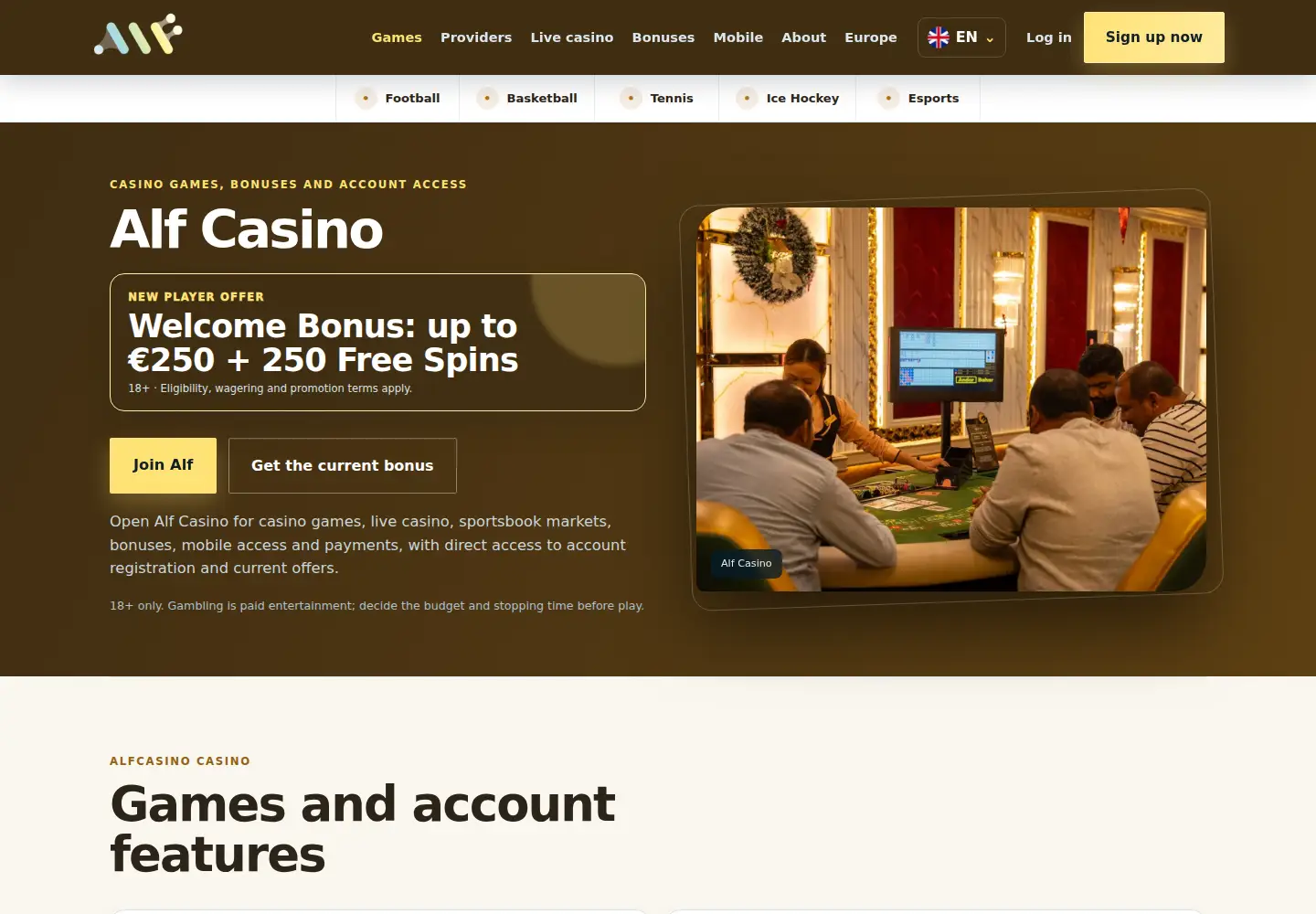 Screenshot of alfcasino.eu