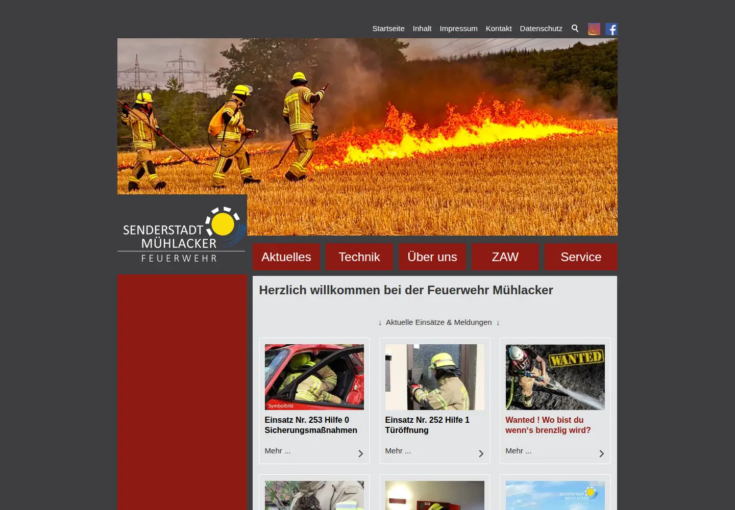 Captured homepage of feuerwehr-muehlacker.de in the current scan