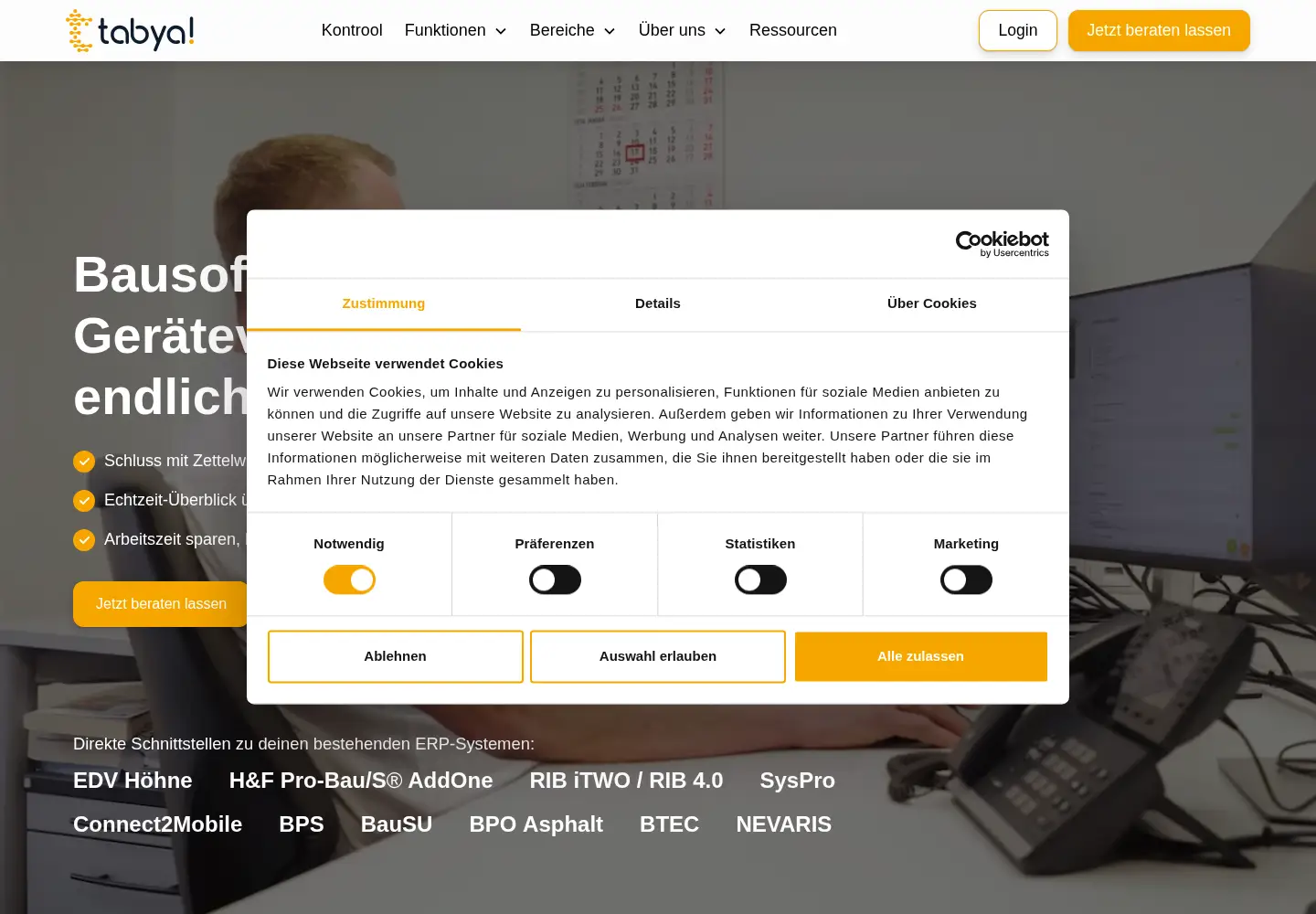 Captured homepage of tabya.de in the current scan