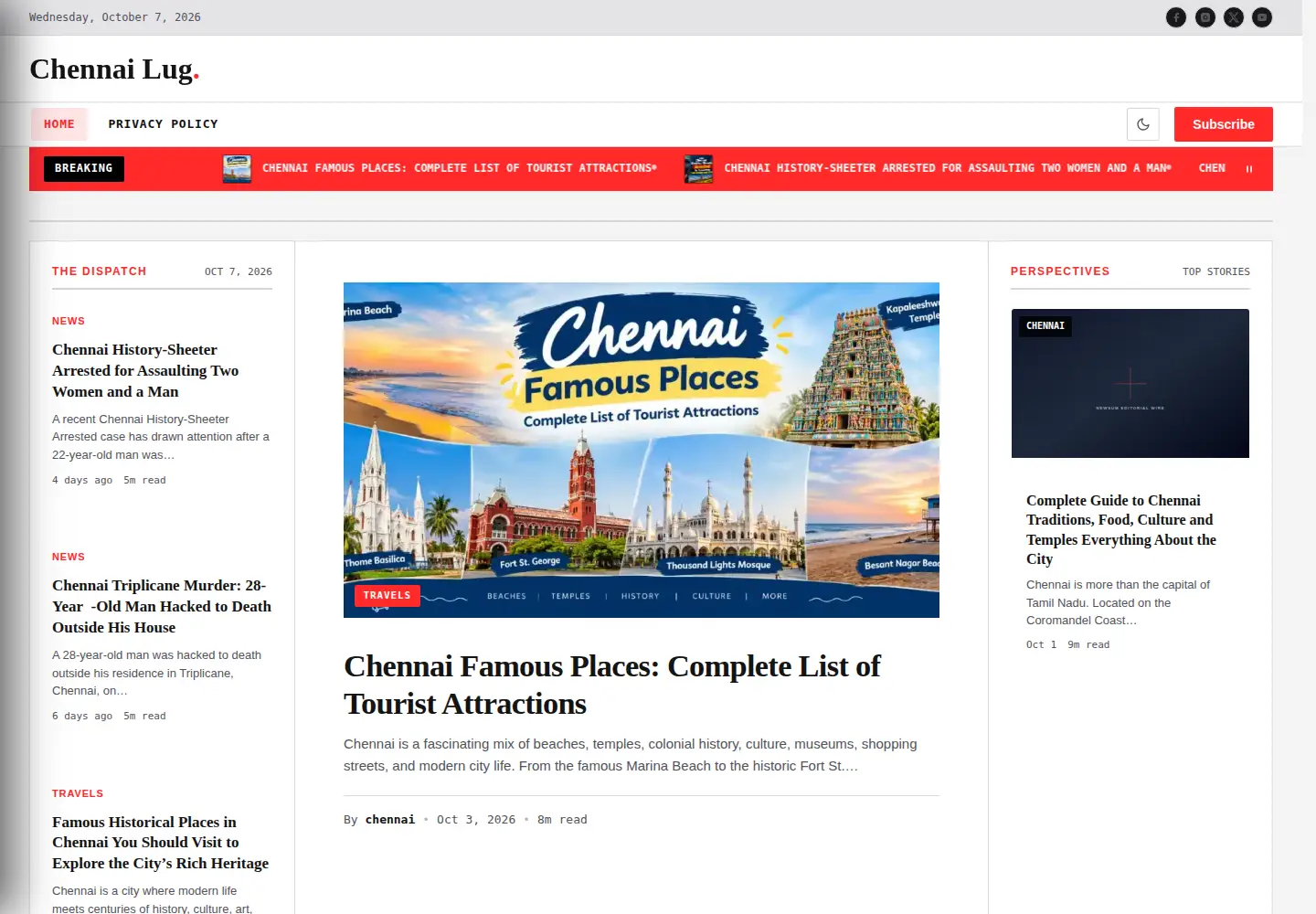 Captured homepage of chennailug.org in the current scan