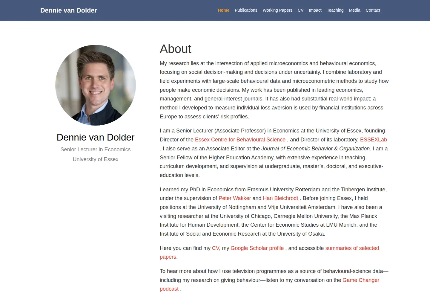 Captured homepage of dennievandolder.com in the current scan