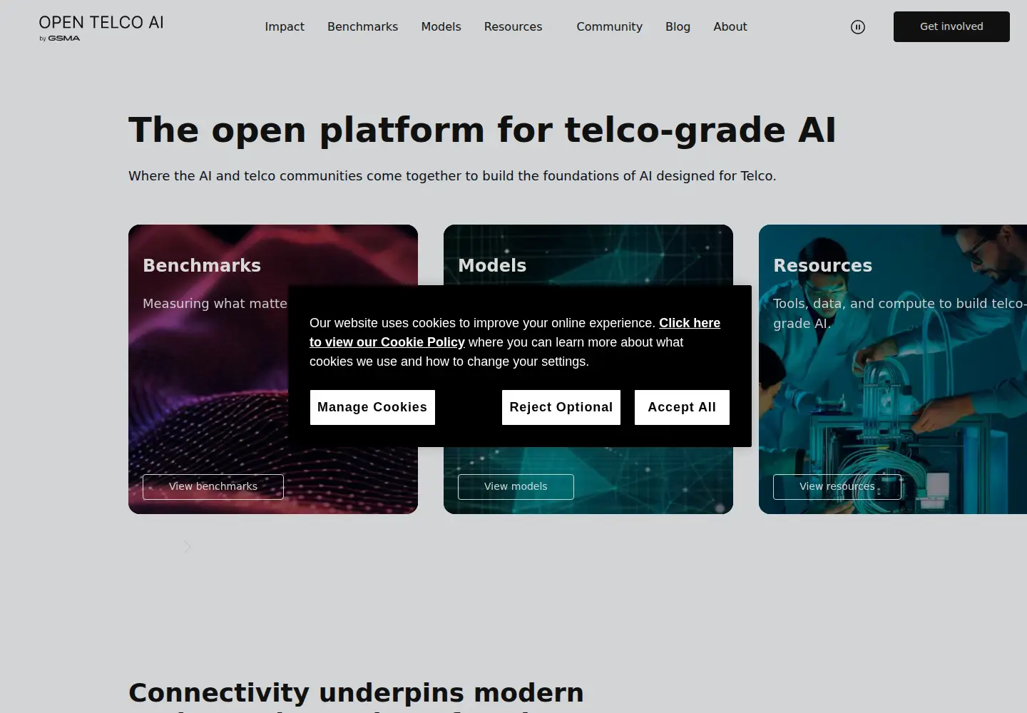 Captured homepage of open-telco.ai in the current scan