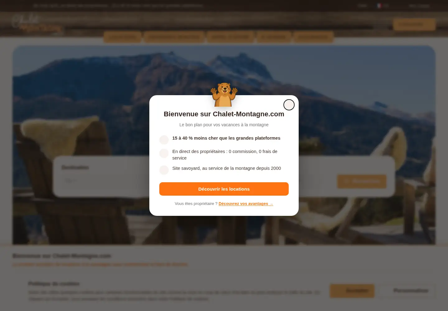 Captured homepage of chalet-montagne.com in the current scan