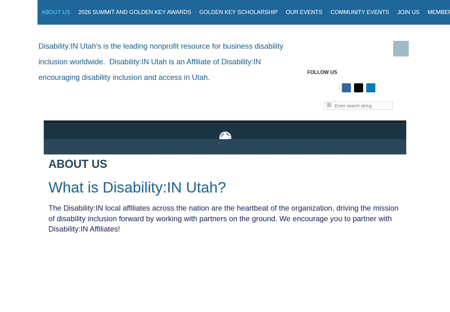 Captured homepage of disabilityinutah.org in the current scan