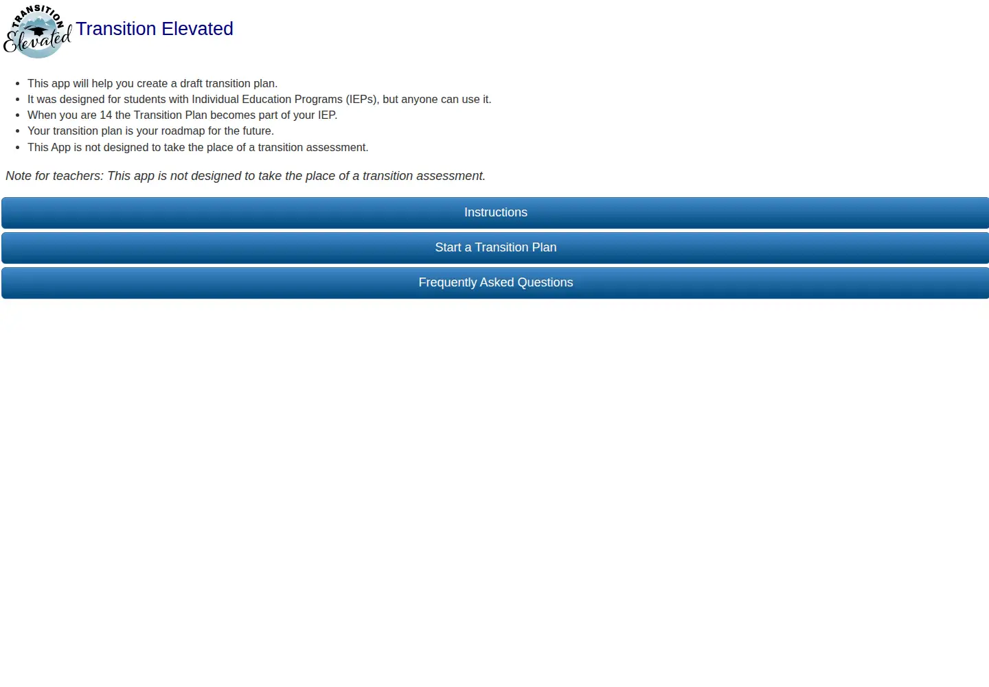 Captured homepage of transitionelevated.org in the current scan